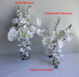 Silk Flower Simplicity Style Teardrop Bouquet - White - Breanna B | ARTISTIC GREENERY