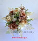 Silk Wedding Flowers Affordable Round Bouquet -  Rustic Pink Blush & White - Dayanara M | ARTISTIC GREENERY Wedding Flowers