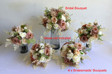Silk Wedding Flowers Affordable Round Bouquet -  Rustic Pink Blush & White - Dayanara M | ARTISTIC GREENERY Wedding Flowers