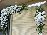 For Hire - White Wooden Wedding Arbor with Flowers (Code: HI0062)