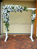 For Hire - White Wooden Wedding Arbor with Flowers (Code: HI0062)