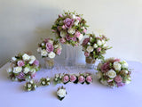 Round Bouquet & Pet Pram Flowers (Cat Flowers ) - Pink Purple & White - Gloria L | ARTISTIC GREENERY