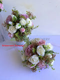 Round Bouquet & Pet Pram Flowers (Cat Flowers ) - Pink Purple & White - Gloria L | ARTISTIC GREENERY