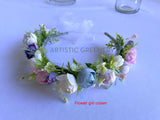 Flower girl crown - Teardrop Bouquet - Pastel Colours - Sadie C | ARTISTIC GREENERY