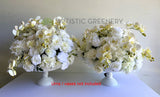 FA1133 - Artificial White Orchids Roses Flower Arrangement in Urn (60cm Height) | ARTISTIC GREENERY