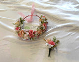 Custom-made Floral Crown - Pink (CROWN003) ideal for baby shower | ARTISTIC GREENERY