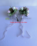 Round Bouquet & Pet Pram Flowers - Pink Purple & White - Gloria L