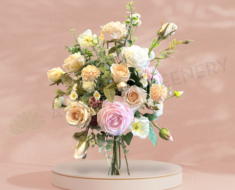 Upright Style Silk Bouquet - Chamomile Daisy Flowers Pink & White - Julia L | ARTISTIC GREENERYUpright Style Silk Bouquet - Chamomile Daisy Flowers Pink & White - Julia L | ARTISTIC GREENERY