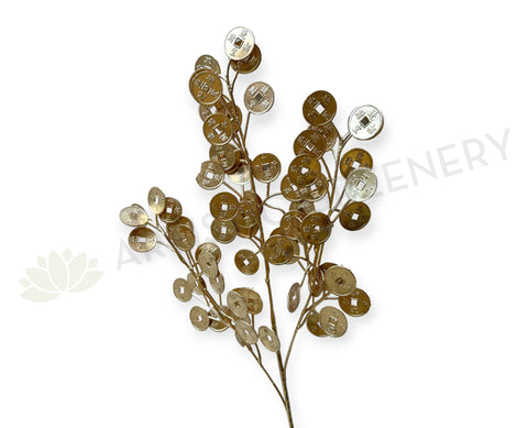 LEA0140 Gold Chinese Coins Foliage 67cm | ARTISTIC GREENERY