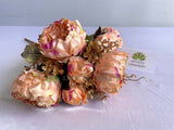 SP0193 Silk Rose Gold Peony Bunch with Gold Trims 49cm Pink | ARTISTIC GREENERY