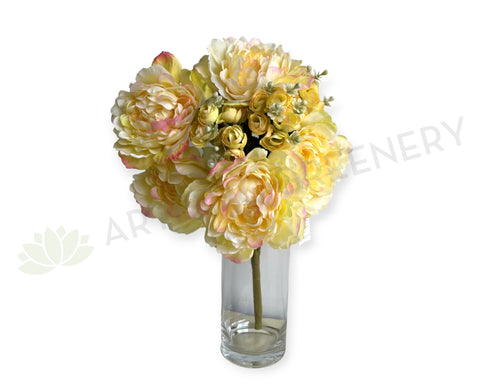 SP0287LYEL Artificial Peony & Ranunculus Bouquet 53cm Light Yellow | ARTISTIC GREENERY