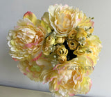 SP0287LYEL Artificial Peony & Ranunculus Bouquet 53cm Light Yellow | ARTISTIC GREENERY