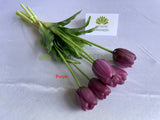 PURPLE - SP0346-2 Latex Tulip Bunch 40cm Orange / Yellow / Purple | ARTISTIC GREENERY