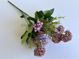 SP0371 Silk Mini Hydrangea Bunch 34cm Mauve Purple Colour | ARTISTIC GREENERY