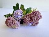  SP0371 Silk Mini Hydrangea Bunch 34cm Mauve Purple Colour | ARTISTIC GREENERY