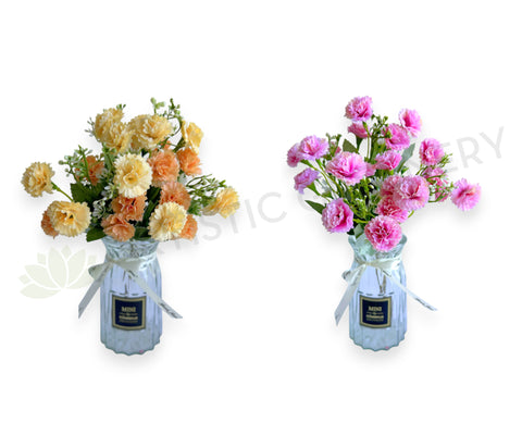 SP0419-S91 Rustic Silk Cornflower / Carnation Bunch 28cm Bush / Pink | ARTISTIC GREENERY