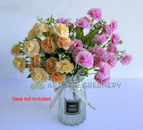 SP0419-S91 Rustic Silk Cornflower / Carnation Bunch 28cm Bush / Pink | ARTISTIC GREENERY