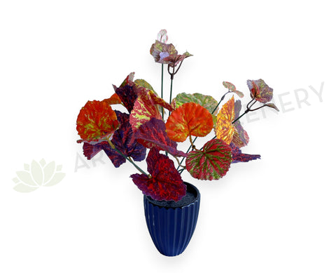 SP0432 Faux Greenery Painted-leaf Begonia Bunch 32cm Orange | ARTISTIC GREENERY