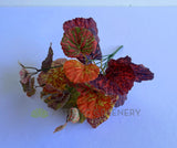SP0432 Faux Greenery Painted-leaf Begonia Bunch 32cm Orange | ARTISTIC GREENERY