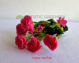 HOT PINK - SP0436 Silk Small Carnation Bunch 32cm 3 Colours SPECIAL | ARTISTIC GREENERY AUSTRALIA