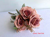 Dark PInk - SP0447 Artificial European Rose Bunch 49cm (avail in 4 colours) | Artistic Greenery