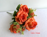 Orange - SP0447 Artificial European Rose Bunch 49cm (avail in 4 colours) | Artistic Greenery