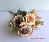 Rustic Purple - SP0447 Artificial European Rose Bunch 49cm (avail in 4 colours) | Artistic Greenery
