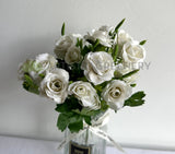 SP0450 Silk Small Rose Bunch 32cm White | ARTISTIC GREENERY