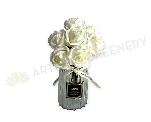 SP0451 Real Touch Latex White Rose Bunch 23cm White | ARTISTIC GREENERY AUSTRALIA