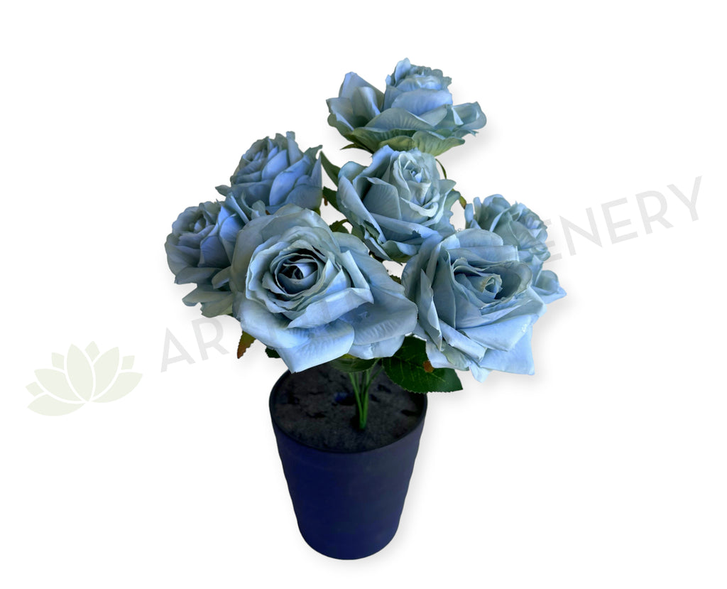 SP0453 Silk Rustic Blue Rose Bunch 32cm 7F $17.50 | ARTISTIC GREENERY ...