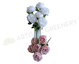 SP0463 Artificial Peony Bunch 52cm  White / Pink | ARTISTIC GREENERY