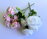 SP0463 Artificial Peony Bunch 52cm  White / Pink | ARTISTIC GREENERY