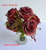 BURGUNDY - SP0464 Artificial Rustic Rosse Bouquet 30cm 3 colours | ARTISTIC GREENERY