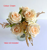 CREAM - SP0464 Artificial Rustic Rosse Bouquet 30cm 3 colours | ARTISTIC GREENERY