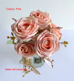 PINK - SP0464 Artificial Rustic Rosse Bouquet 30cm 3 colours | ARTISTIC GREENERY