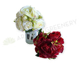 SP0475 Silk Rose Posy 24cm Red / Off White | ARTISTIC GREENERY