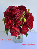 Red - SP0475 Silk Rose Posy 24cm Red / Off White | ARTISTIC GREENERY