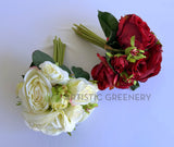 SP0475 Silk Rose Posy 24cm Red / Off White | ARTISTIC GREENERY