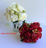SP0475 Silk Rose Posy 24cm Red / Off White | ARTISTIC GREENERY