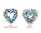 Blue & White Floral Wreath (Heart Shape) 35cm / 60cm - SYM0033BLU-HEART