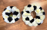 Black & White Rose Floral Wreath (No Greenery) 30cm / 40 / 50cm - SYM0035NG