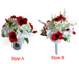 Cemetery Flowers (Red Poppies & White) Mausoleum Flowers 27 x 40 cm - SYM0056