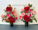 Cemetery / Mausoleum Flowers (Roses) 40 x 20 cm - SYM0064 (Wendy) | ARTISTIC GREENERY