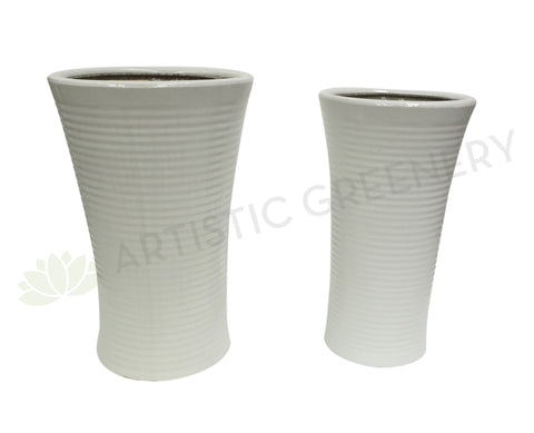 Glazed Round Ceramic Pot - White (Code: CER005)