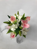 Round Bouquet & Crown - Pink & White - Melanie