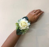 Corsage & Buttonhole - White Rose with Greenery - CB0018 - $53/set