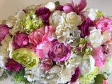 Pink & White Casket Spray / Memorial Flowers 70cm & 100cm Long - SYM0029