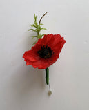 Style C - Buttonhole - Faux Red Poppy / Artificial ANZAC Buttonhole / Anzac Day Silk Boutonniere Australia | ARTISTIC GREENERY