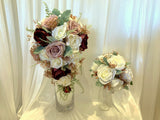 Teardrop Bouquet - Burgundy Dusty Pink & White - Adrianna J