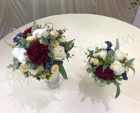 Round Bouquet - Maroon Blue & White - Alexia VM